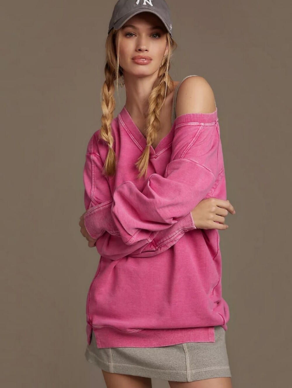 Daily Practice Anthropologie Long-Sleeve Batwing Pullover Sweater - Faded Pink M